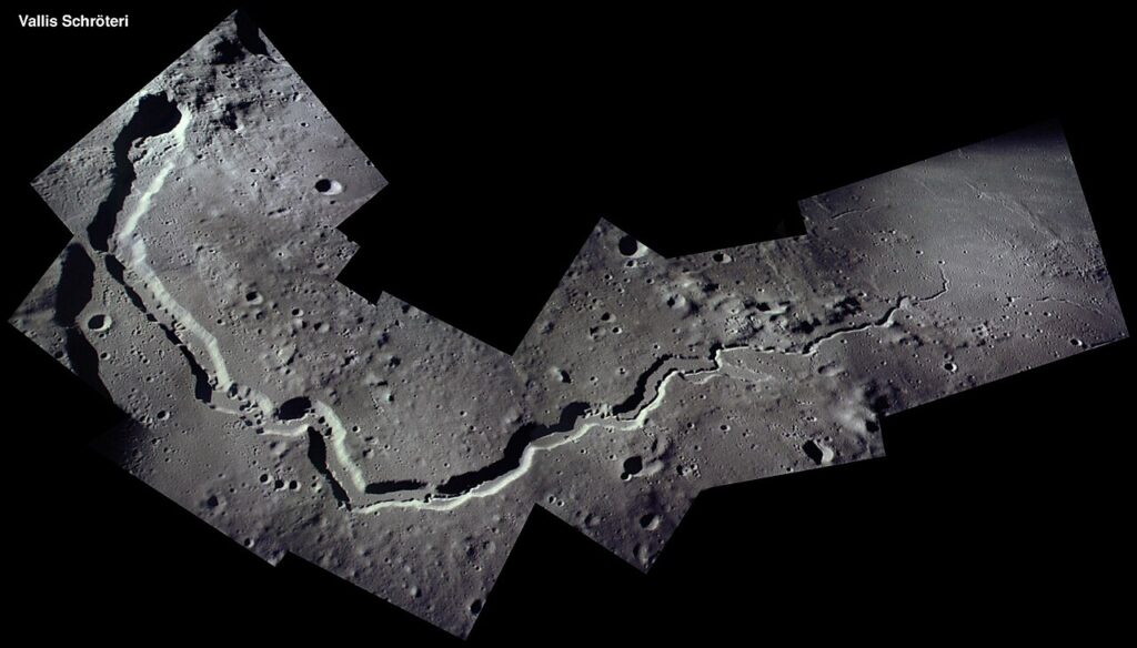 Valle de Schröter (L17 del Lunar 100) fotografiado desde la órbita lunar