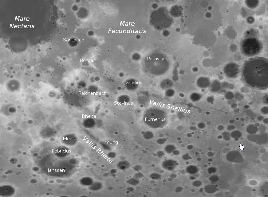 Valle Rheita (L58 del Lunar 100) fotografiado desde la órbita lunar