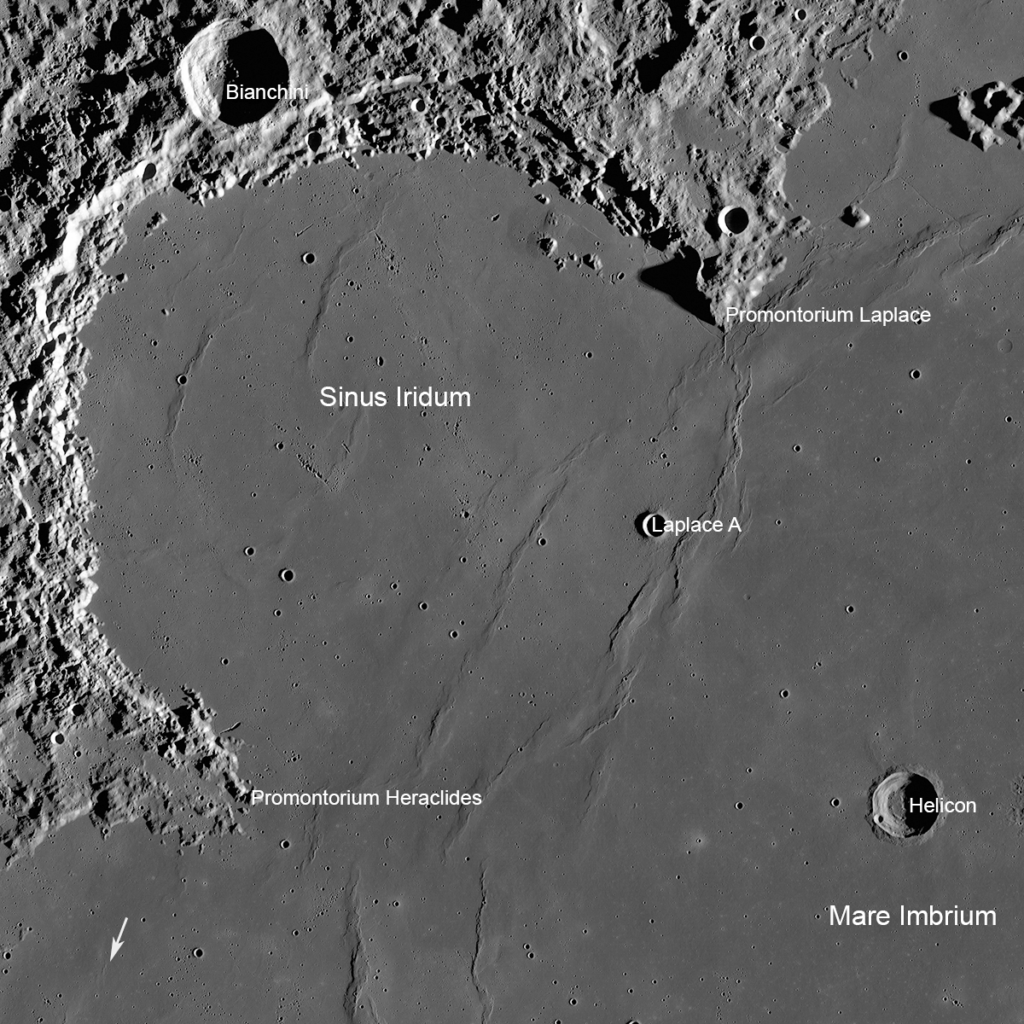 Sinus Iridum (L14 del Lunar 100) fotografiado desde la órbita lunar